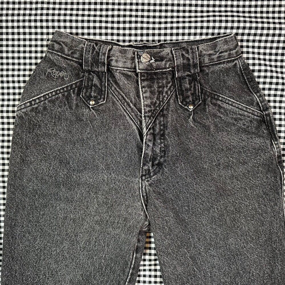 Vintage Roper Denim Cowgirl 90s High Rise Studded Grey Acid Wash Jeans Size 5